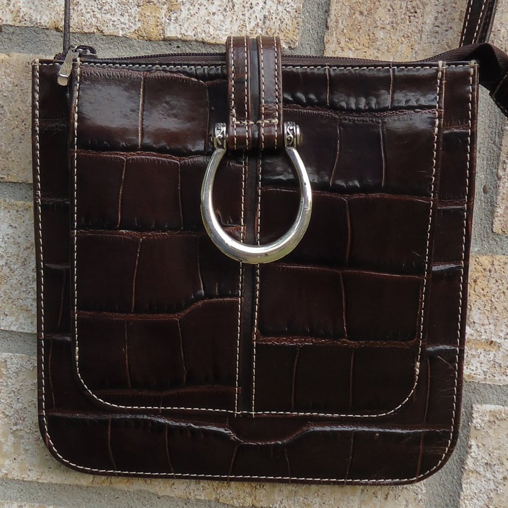 Brighton  croc-embossed leather crossbody mini bag.